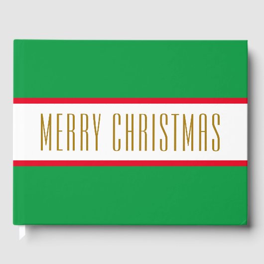 Hellgrüne rote Streifen MERRY CHRISTMAS Gästebuch (Vorderseite)