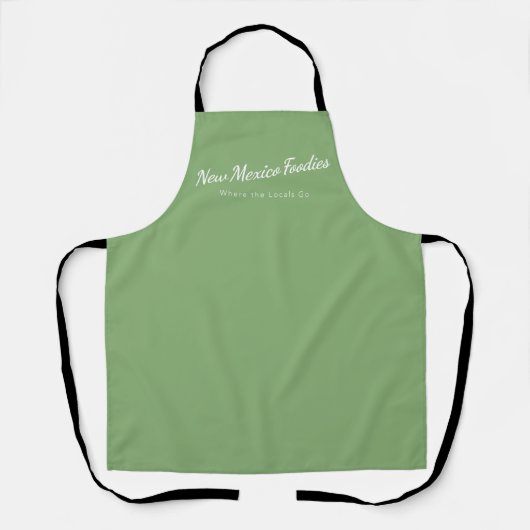 Hellgrüne Schürze mit New Mexico Foodies-Logo (Vorderseite)