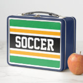 Hellgrüne, Schwarz-weiß-gelbe BECKER-Streifen Metall Brotdose (Beispiel)