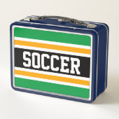 Hellgrüne, Schwarz-weiß-gelbe BECKER-Streifen Metall Brotdose (Rückseite)