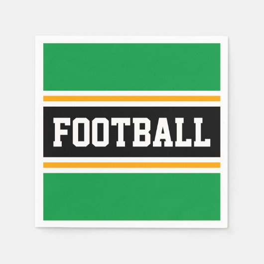 Hellgrüne Schwarz-weiß-gelbe FUSSBALLstreifen Serviette (Vorderseite)