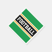 Hellgrüne Schwarz-weiß-gelbe FUSSBALLstreifen Serviette (Ecke)