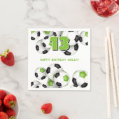 hellgrüne schwarze Fußballbälle Geburtstagsparty Serviette (Beispiel)