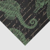 Hellgrüne Seepferde auf der Black Decoupage Seidenpapier (Detail)