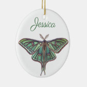 Hellgrüne spanische Mond-Motten-realistische Keramik Ornament (Rechts)