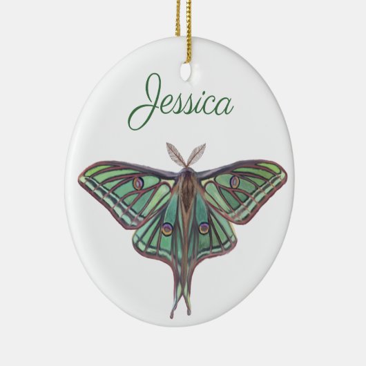 Hellgrüne spanische Mond-Motten-realistische Keramik Ornament (Rechts)