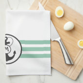 Hellgrüne Streifen mit Anker-Monogramm Handtuch (Viertel Falte)