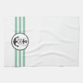 Hellgrüne Streifen mit Anker-Monogramm Handtuch (Horizontal)