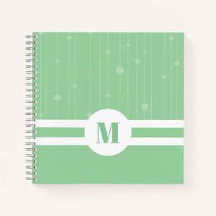 Hellgrüne Streifen Monogramm Pastell modern Notizblock