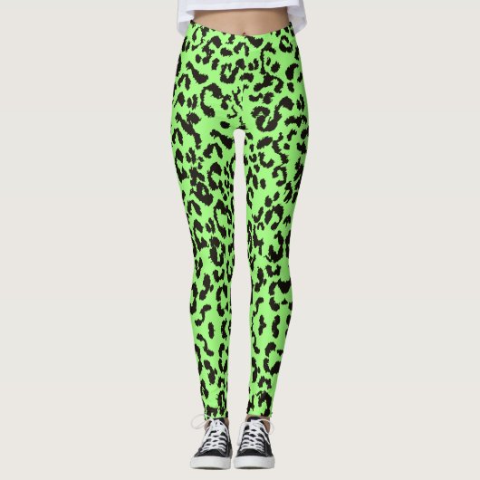 Hellgrüne Tiger Print Leggings (Vorderseite)
