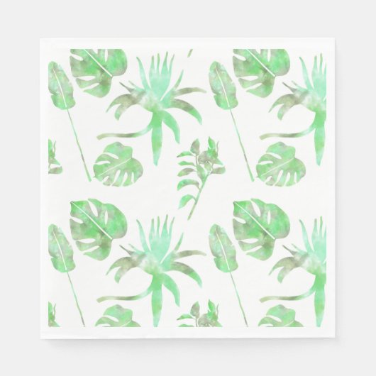 Hellgrüne tropische Blätter Serviette (Vorderseite)