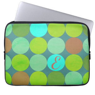 Hellgrüne Türkis Türkis & Rost Kreise Monogramm Laptopschutzhülle