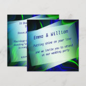 Hellgrüne und blaue Kurven in gekröntem Bild Einladung (Vorne/Hinten)