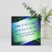 Hellgrüne und blaue Kurven in gekröntem Bild Einladung (Stehend Vorderseite)