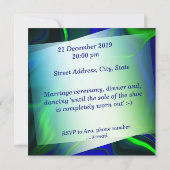 Hellgrüne und blaue Kurven in gekröntem Bild Einladung (Rückseite)