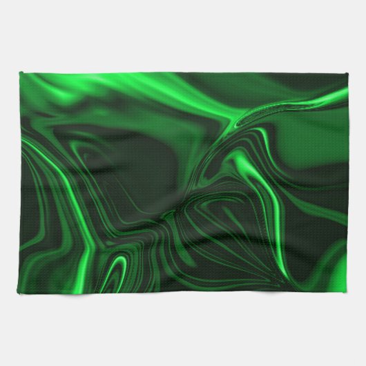 Hellgrüne und dunkle Kurven auf dunklem Hintergrun Geschirrtuch (Horizontal)
