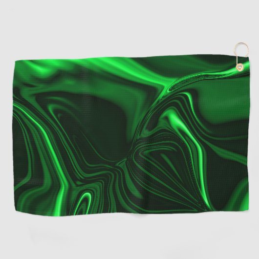 Hellgrüne und dunkle Kurven auf dunklem Hintergrun Golfhandtuch (Horizontal)