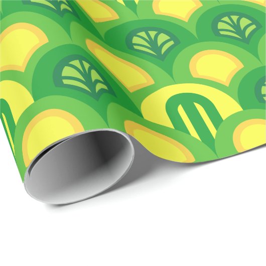 Hellgrüne und gelbe Jakobsmuscheln Deko-Muster Geschenkpapier (Rolleneckpunkt)