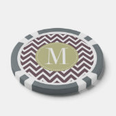Hellgrüne und Lila Zickzack Monogramm Pokerchips (Einzeln)