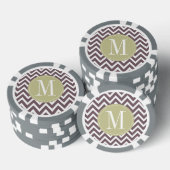 Hellgrüne und Lila Zickzack Monogramm Pokerchips (Stapel)