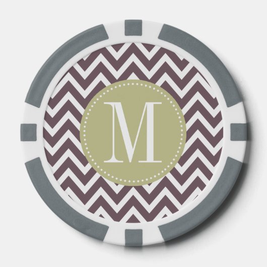 Hellgrüne und Lila Zickzack Monogramm Pokerchips (Vorderseite)