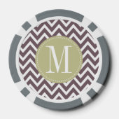 Hellgrüne und Lila Zickzack Monogramm Pokerchips (Rückseite)