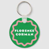 Hellgrüne und rosa Wavy-Rahmen Schlüsselanhänger (Vorderseite)