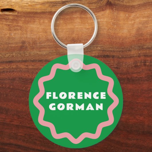 Hellgrüne und rosa Wavy-Rahmen Schlüsselanhänger (Vorderseite)