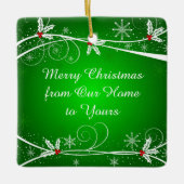 Hellgrüne und Verzierte Wirbel in Weiß und Rot Keramikornament (Vorderseite)