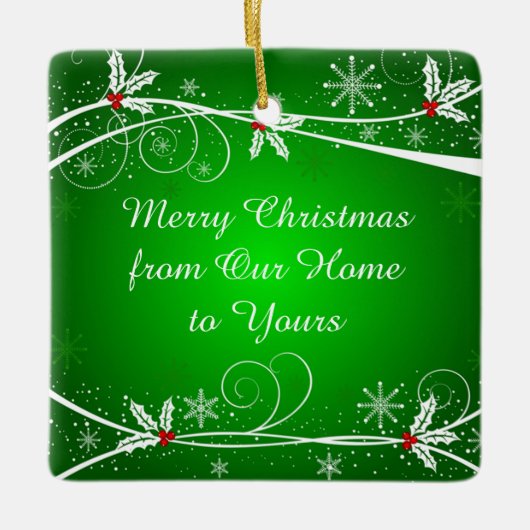 Hellgrüne und Verzierte Wirbel in Weiß und Rot Keramikornament (Vorderseite)