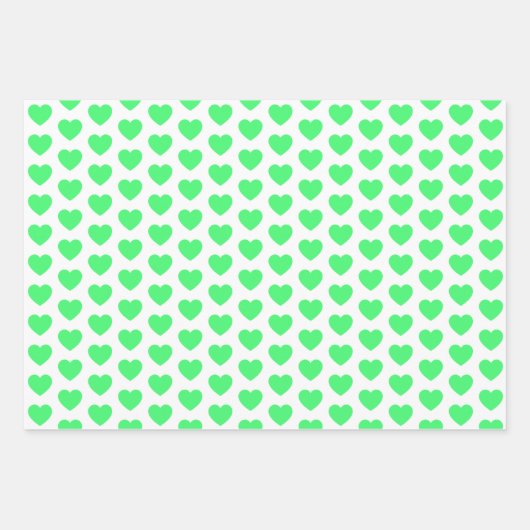 Hellgrüne und weiße Herzen Geschenkpapier Set (Vorderseite 3)