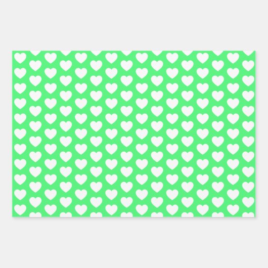 Hellgrüne und weiße Herzen Geschenkpapier Set (Vorderseite 2)