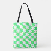 Hellgrüne und weiße, mit Herz bedeckte Tasche (Rückseite)