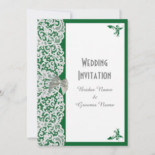 Hellgrüne und weiße Spitze Traditionelle Hochzeit Einladung