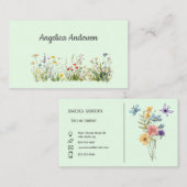 Hellgrüne Weibchen Wasserfarbene Wildblumen Wiese Visitenkarte (Vorne/Hinten)