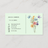 Hellgrüne Weibchen Wasserfarbene Wildblumen Wiese Visitenkarte (Rückseite)