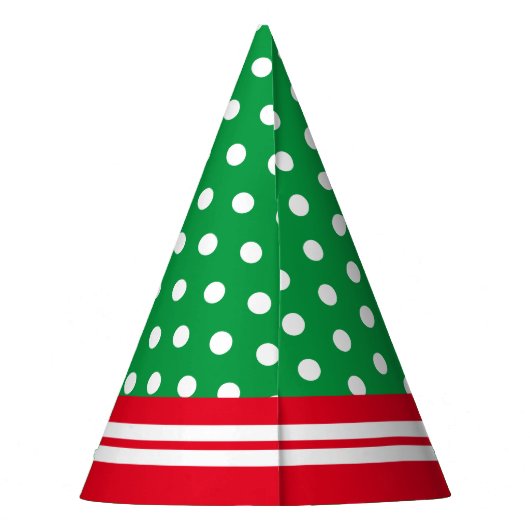 Hellgrüne, weiße Streifen gepolsterte Polka-Punkte Partyhütchen (Rückseite)