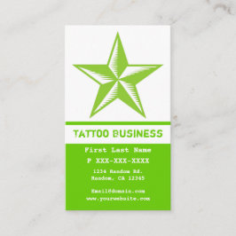 Hellgrüne weiße Tätowierungsstern-Visitenkarten Visitenkarte
