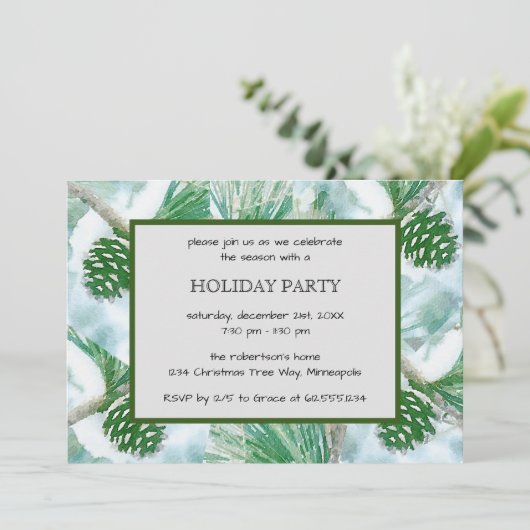 Hellgrüne Winterpine Einladung zum Urlaub (Stehend Vorderseite)