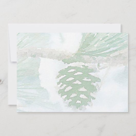 Hellgrüne Winterpine Einladung zum Urlaub (Rückseite)