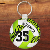 hellgrüne Zebrastreifen für Mädchen, Volleyball Schlüsselanhänger (Rückseite)