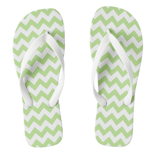 Hellgrüne Zickzack Gemusterte Flip Flops Badesandalen (Fußbett)
