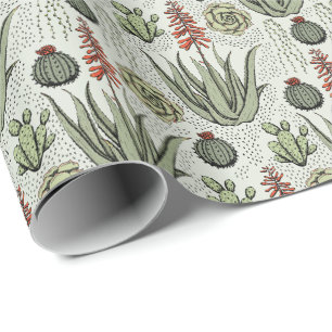 Hellgrüner Aloe Vera Sukkulenter Kaktus Geschenkpapier