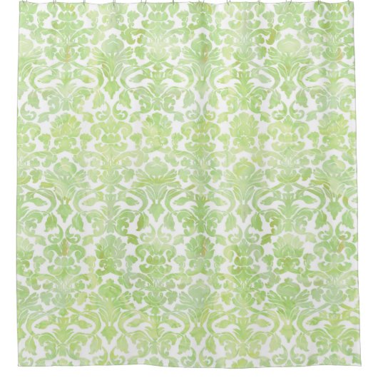 Hellgrüner Aquarell-Damast-Duschvorhang Duschvorhang (Vorderseite)
