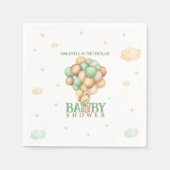 Hellgrüner Bär im Heißluftballon Babydusche Serviette (Vorderseite)