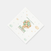 Hellgrüner Bär im Heißluftballon Babydusche Serviette (Ecke)