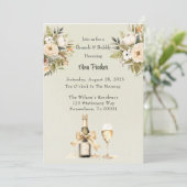 Hellgrüner Champagner Brunch & Bubbly Einladung (Stehend Vorderseite)