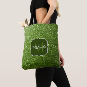 Hellgrüner falscher Glitter funkelt Monogramm Tasche