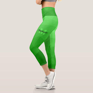 Hellgrüner Farbverlauf-Geometrie-Maschen-Muster Mo Capri Leggings