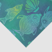 Hellgrüner Fisch und Muschel  Seidenpapier (Detail)